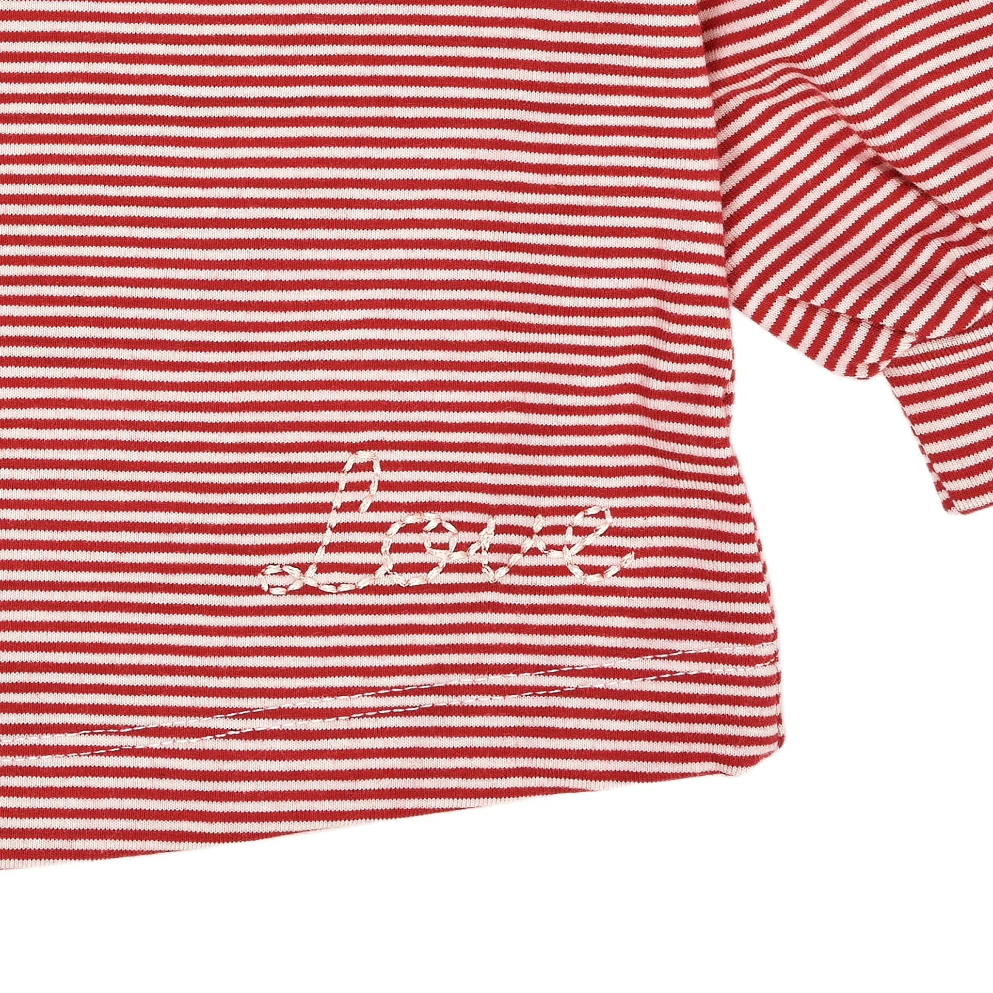 STRIPED BLOUSE W. COLLAR LS - RED/CREAM STRIPE