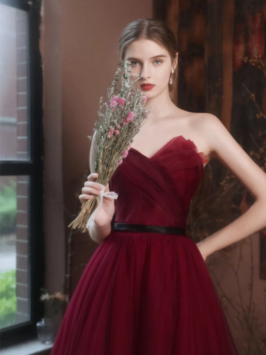 Sweetheart Maroon Formal Dress Long