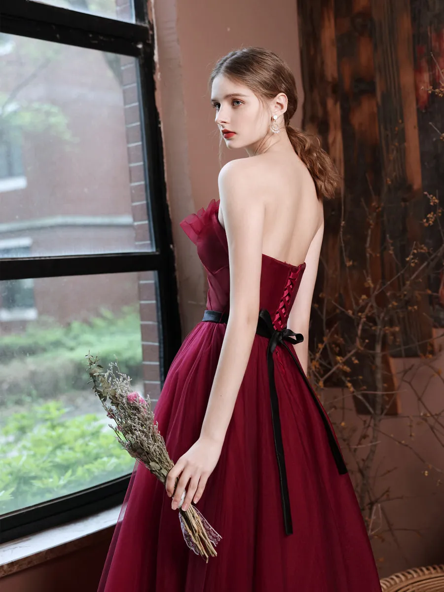Sweetheart Maroon Formal Dress Long