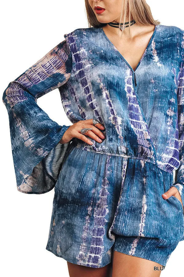 Tie Dye Romper, Blue Mix