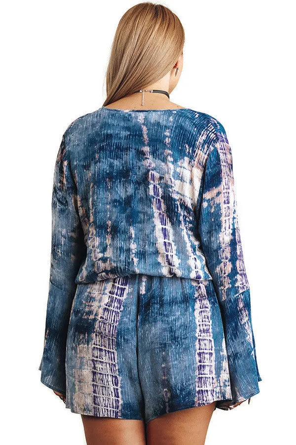Tie Dye Romper, Blue Mix