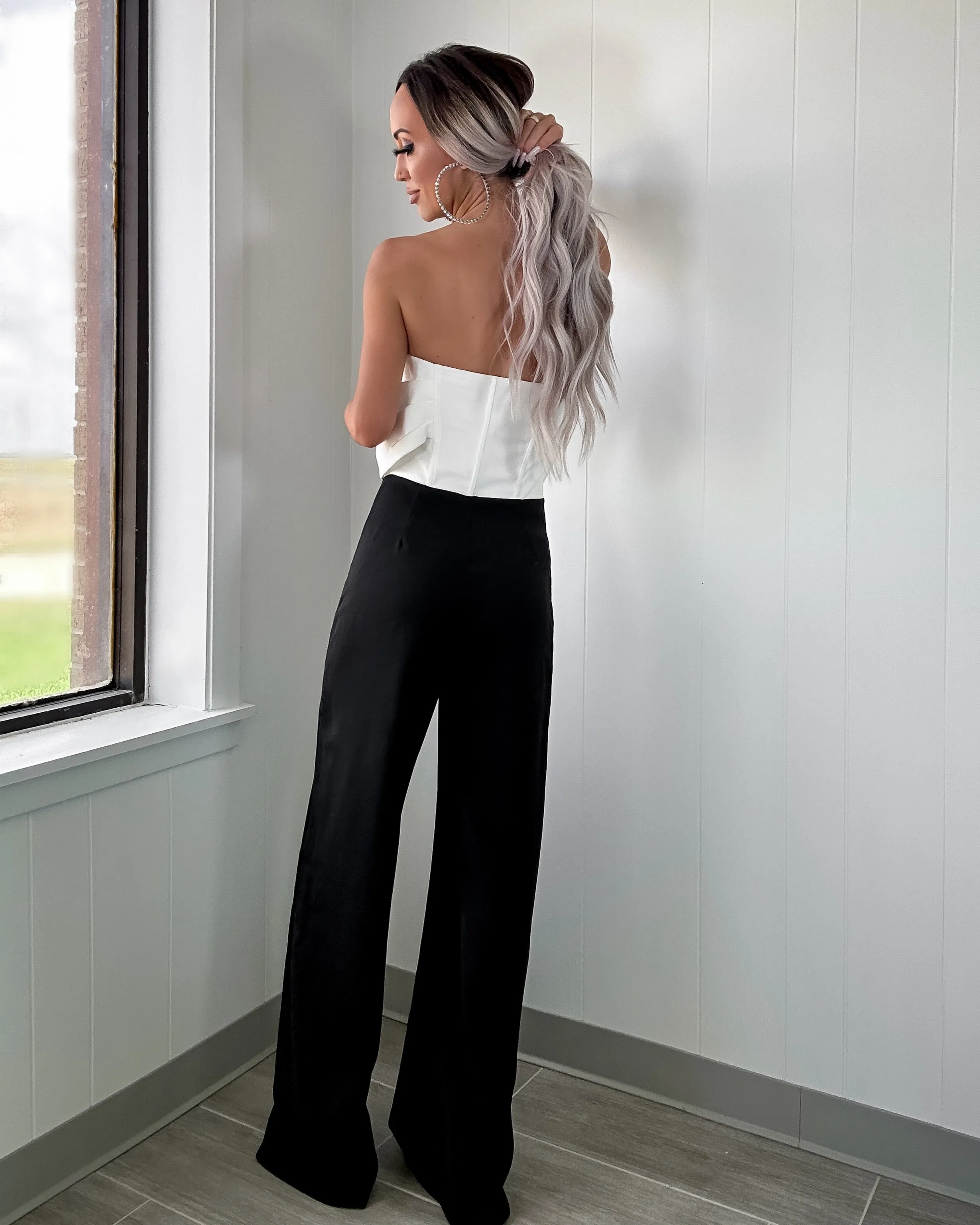 Timeless Bow Corset Jumpsuit - Ivory/Black