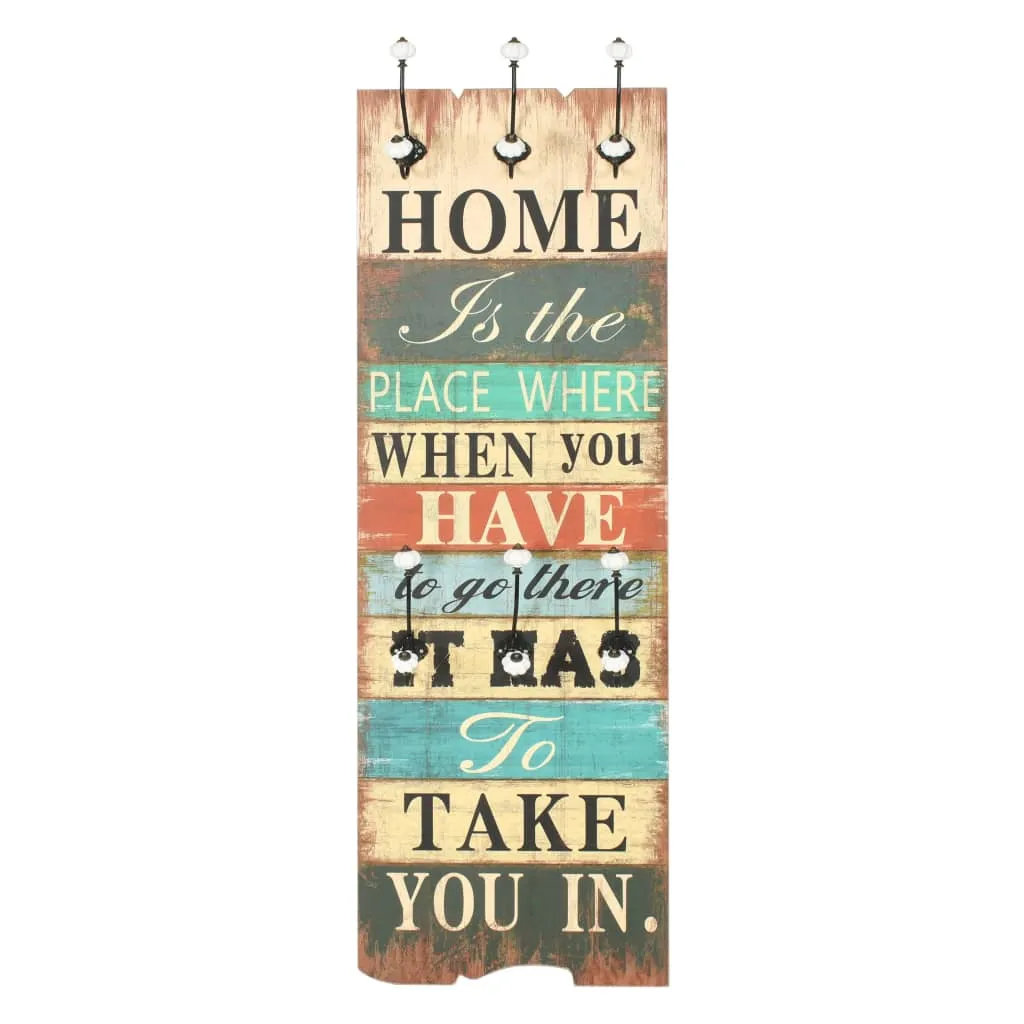 vidaXL Wall-mounted Coat Rack with 6 Hooks 120x40 cm HOME IS