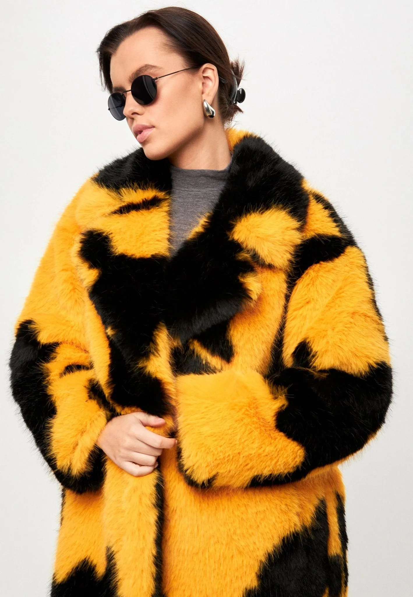 Winter Faux Fur Coat Juana - Yellow