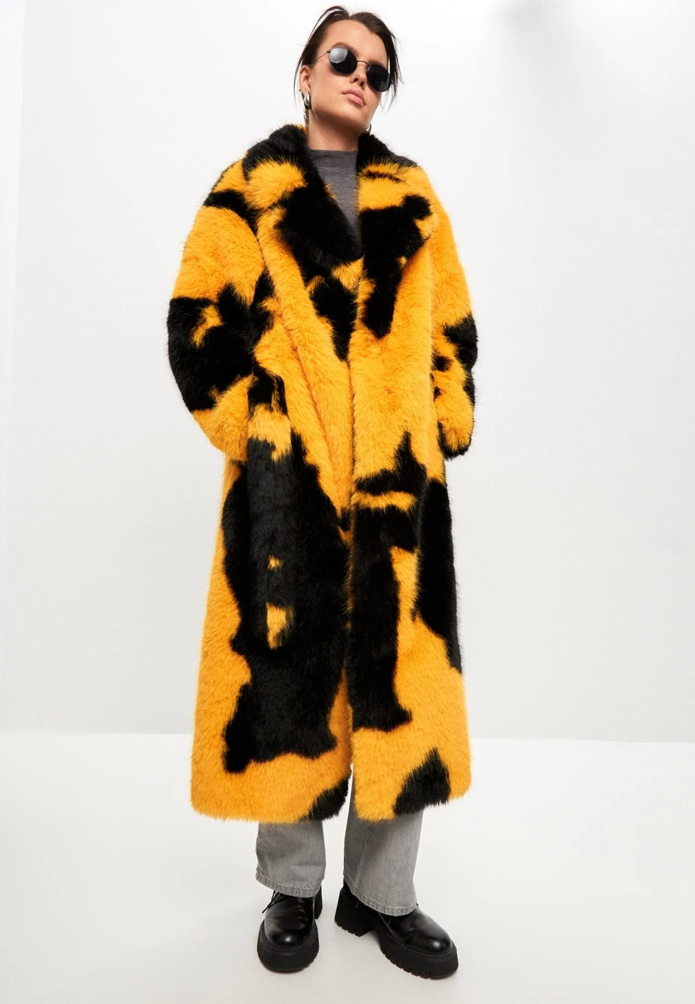 Winter Faux Fur Coat Juana - Yellow