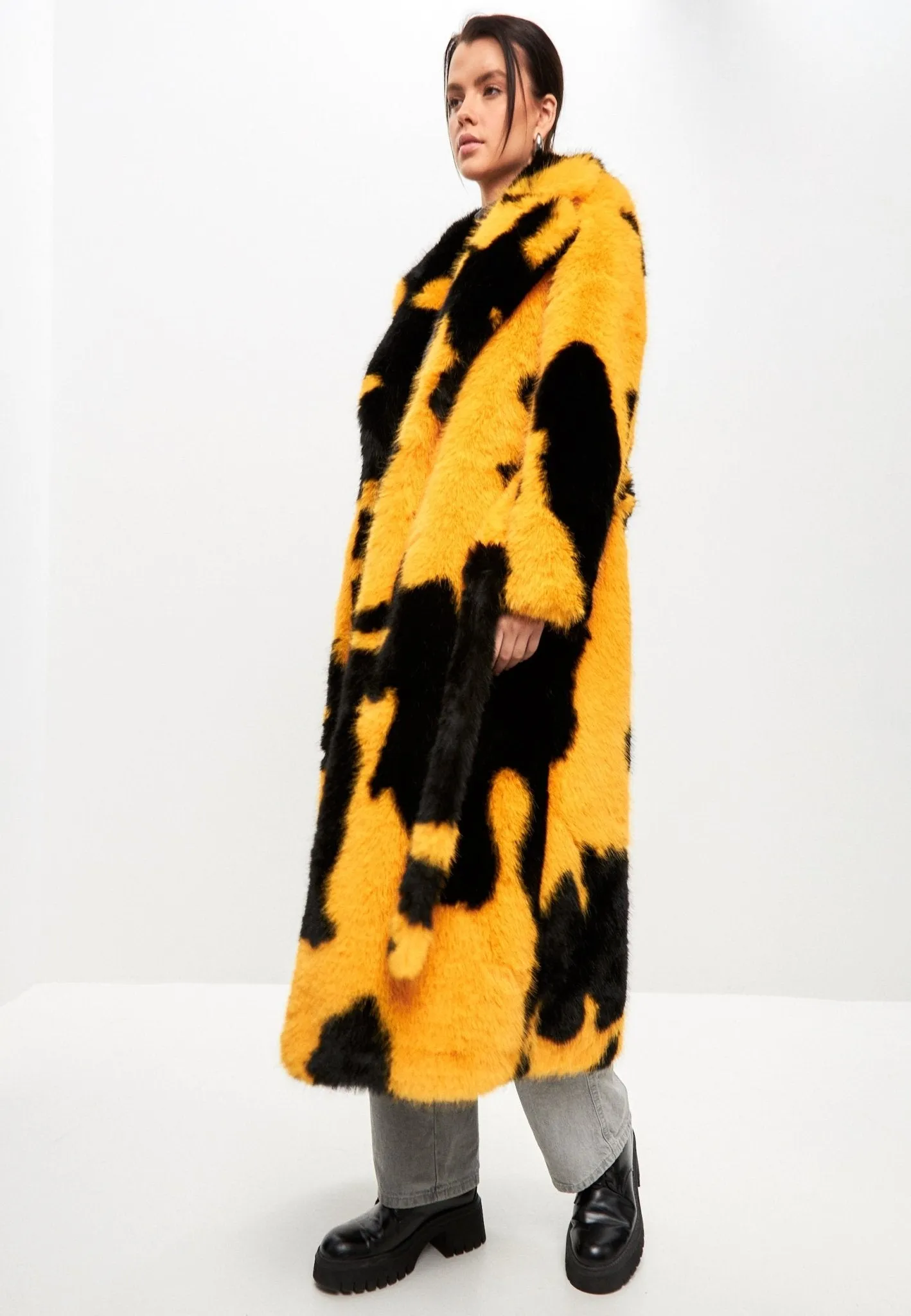 Winter Faux Fur Coat Juana - Yellow
